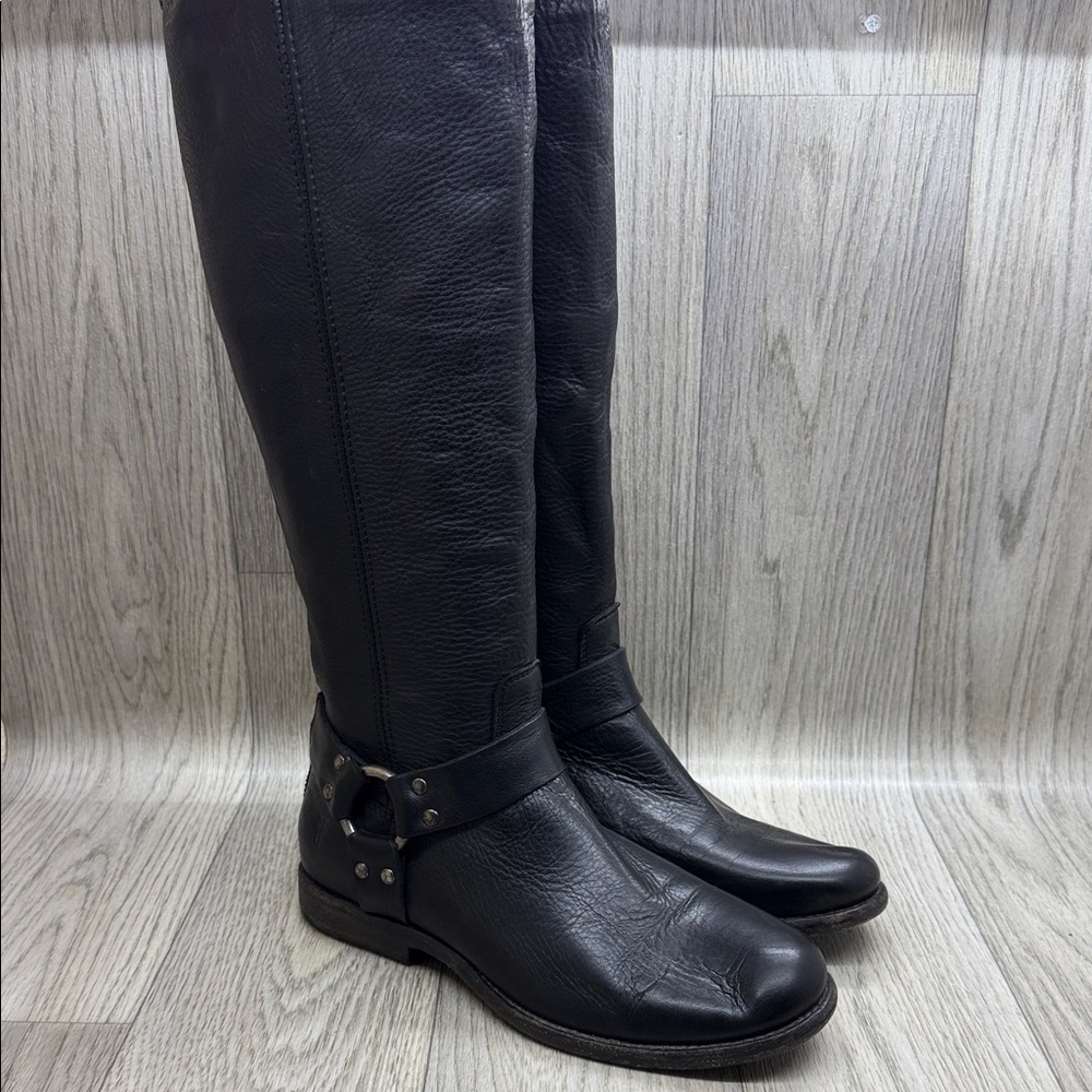 Frye Black Leather Riding Boots